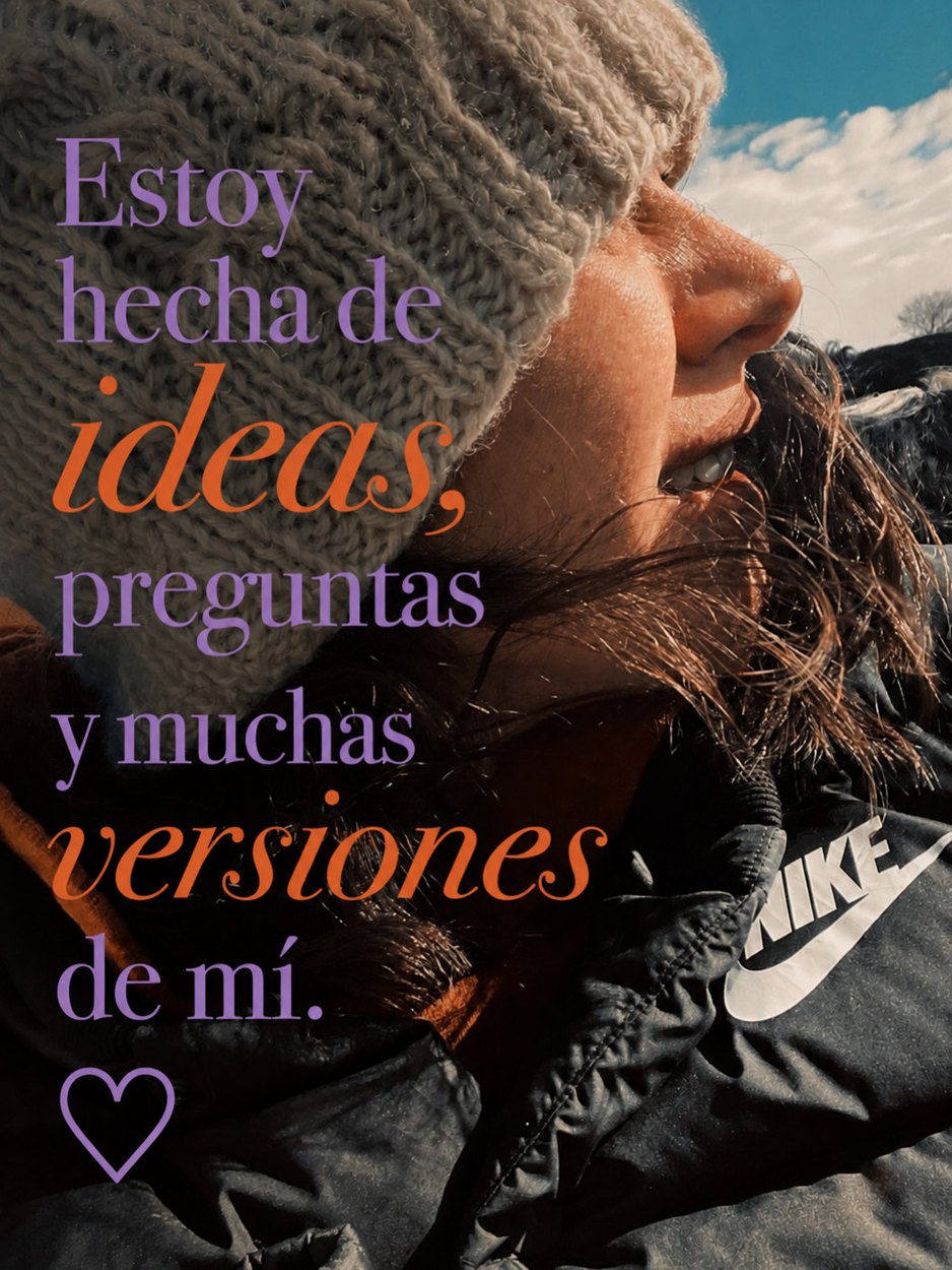 Retrato de Estefa con la frase estoy hecha de ideas